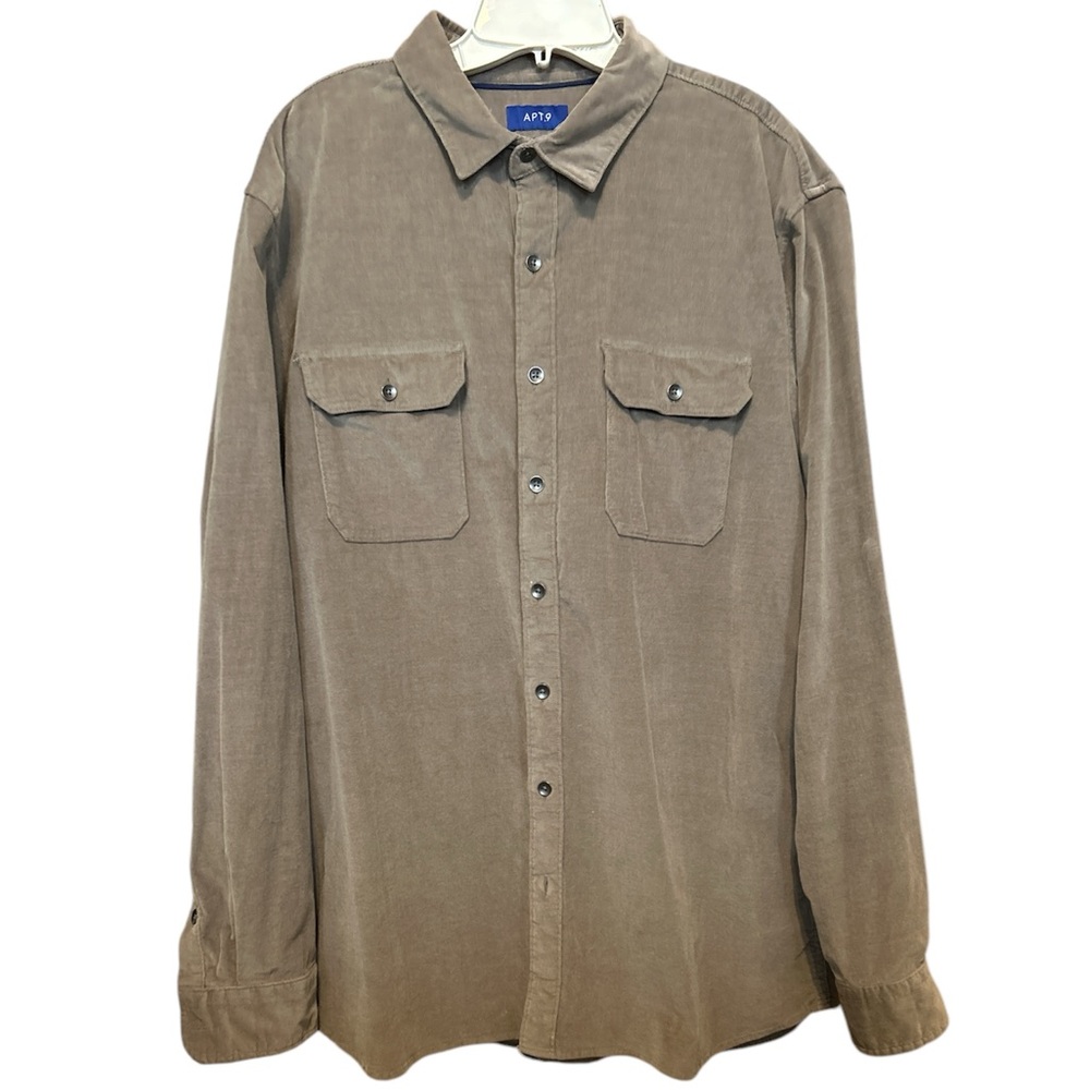 Apt 9 great winter khaki men’s button down shirt xl slim fit EUC